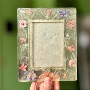 VTG Encased Faux Dried Pressed Florals Resin Frame Cottagecore Handmade Art